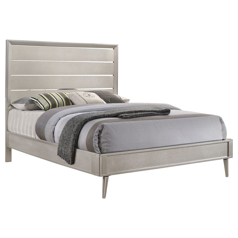 Ramon Modern Classic Wood Panel Bed Metallic Sterling