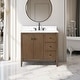 preview thumbnail 7 of 95, Vanity Art 36" Single Sink Bathroom Vanity Cabinet with Engineered Marble Countertop 36"/Matte Black Handle - Linear Walnut