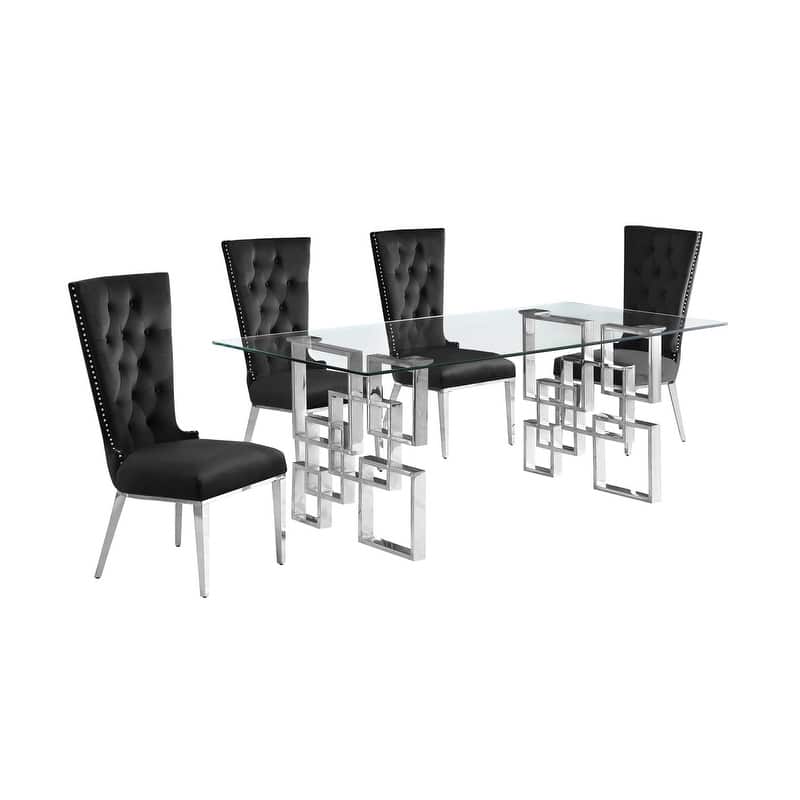 Best Quality Furniture D221/2-SC330-7 Dining Set with 12mm Tempered Glass