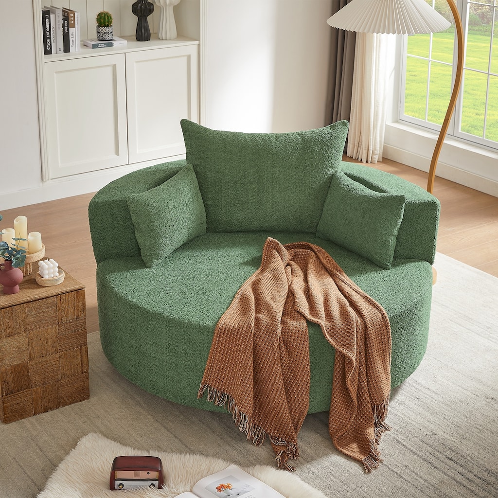 360° Swivel Chair Accent Barrel Chair Swivel Round Sofa Chair with 3 Removable Pillows for Living Room, Bedroom