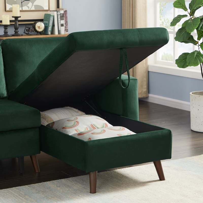 Reversible Pull out Sleeper Sectional Storage Sofa Bed