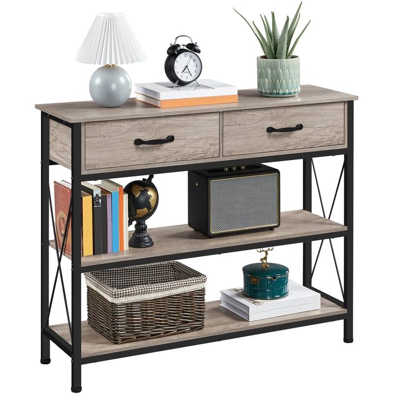 Yaheetech 3-Layer Console Table Entryway Table with Drawers & Shelves