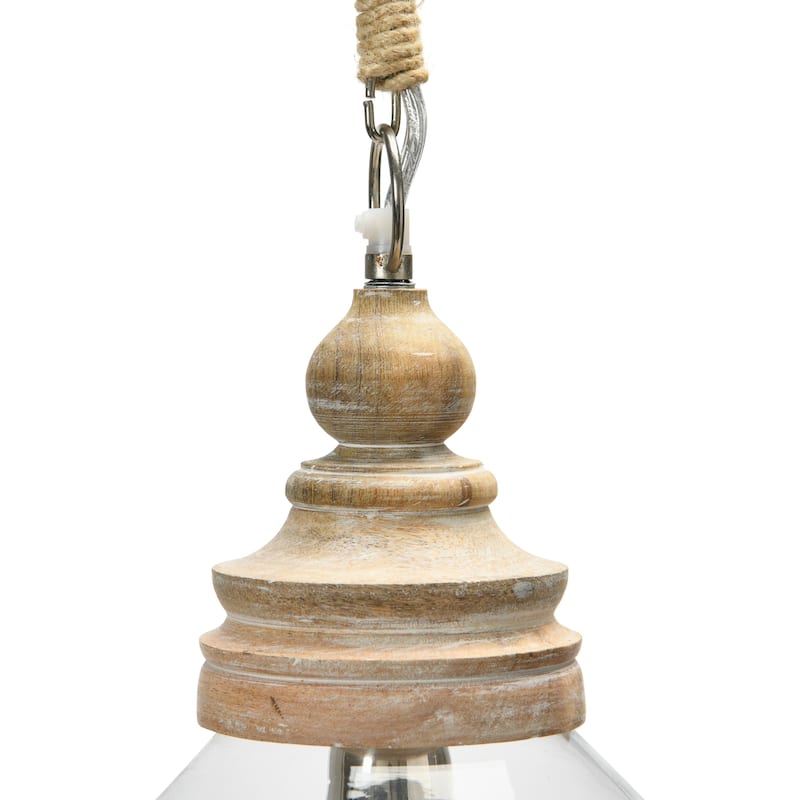 Glass & Mango Wood Pendant Light