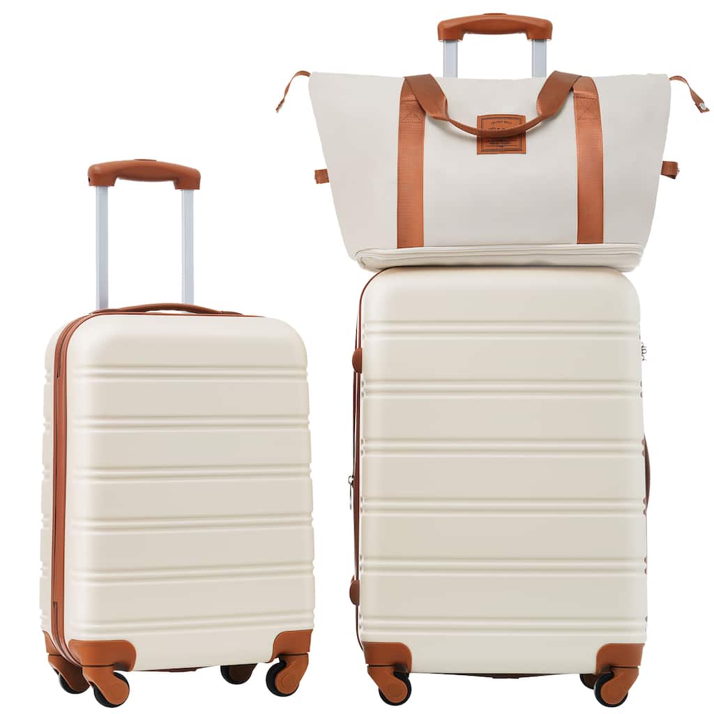 3-Piece Luggage Sets, 20" + 24"/20''+28'' Luggage with Travel Bag, Lightweight Suitcase Set with Spinner Wheels and TSA Lock