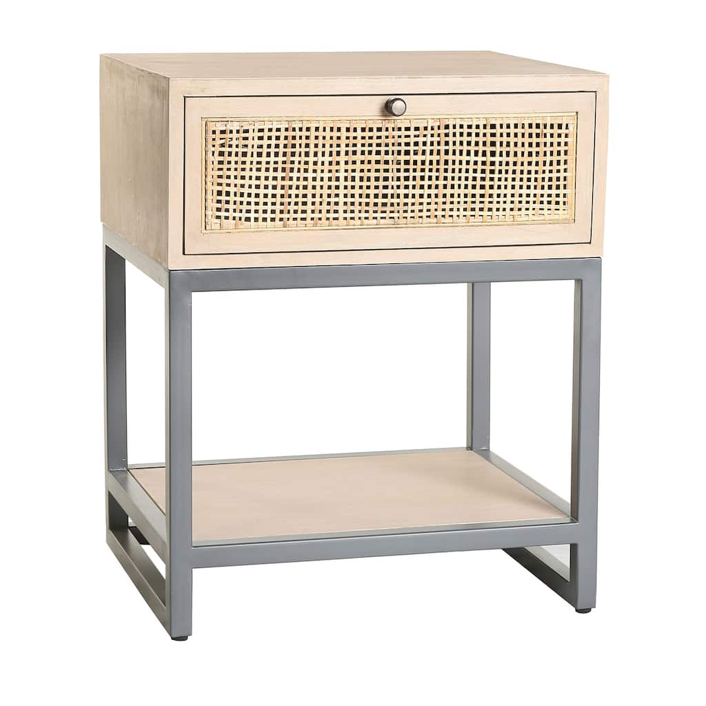Box Cane Solid Wood and Iron 1-drawer Nightstand by East at Main