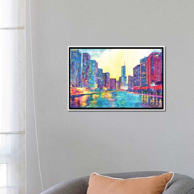 iCanvas "Chicago River" by Maja Wronska Framed Canvas Print