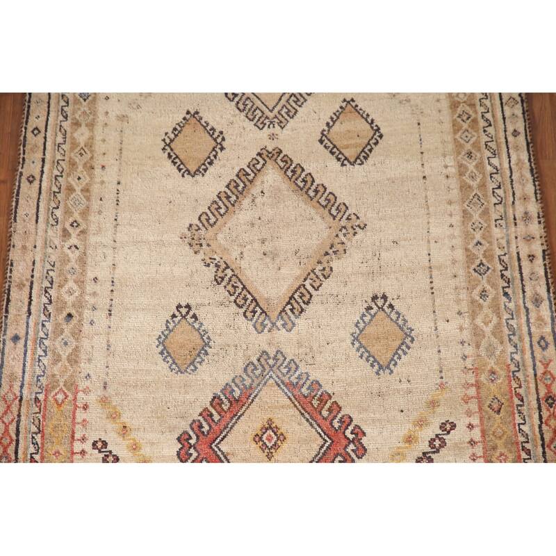 Geometric Gabbeh Persian Vintage Area Rug Hand-Knotted Wool Carpet - 4'7"x 7'3"
