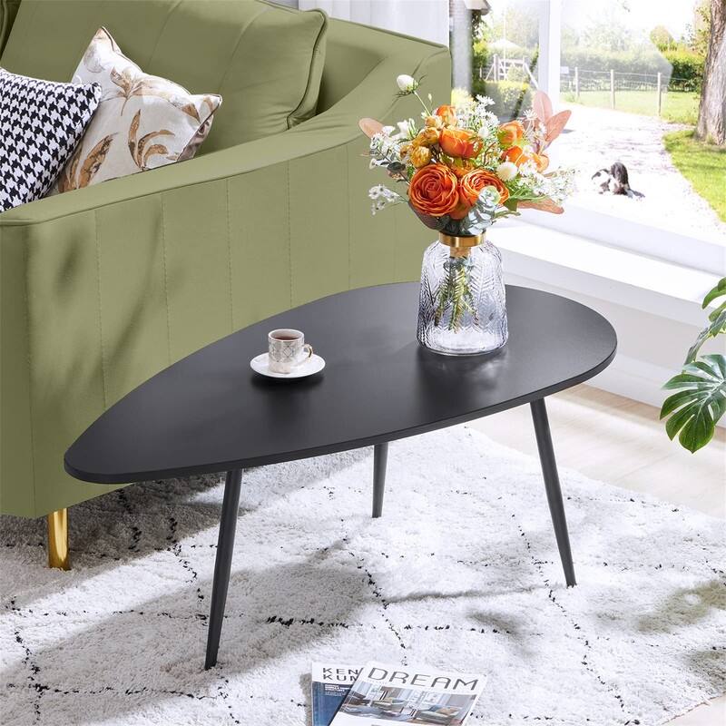 Coffee Tables for Small Space Unique Simple Oval - 22.2"D x 42.5"W x 17.1"H - Black