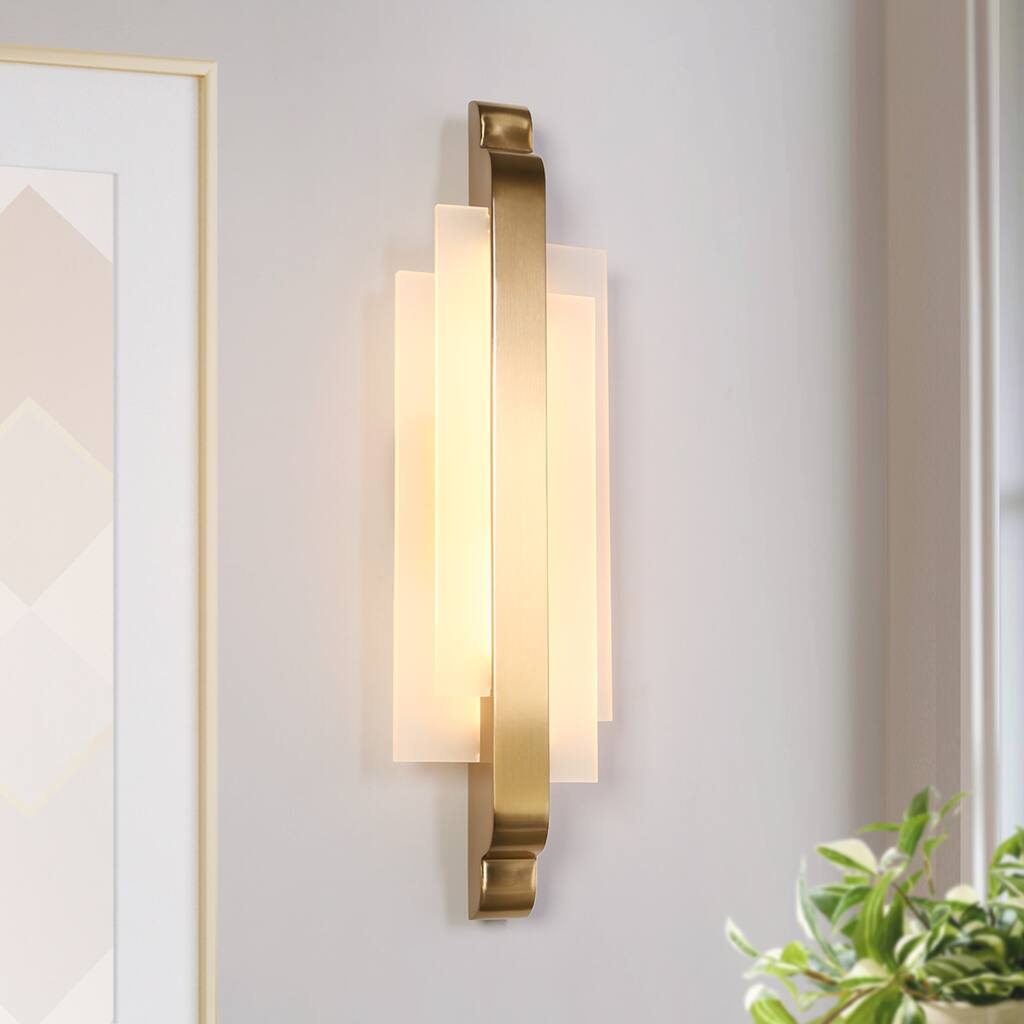 Modern 1-Light LED Gold Geometric Wall Sconce for Porch Hallway Outdoor Corridor - W6.3"*D3.1"*H23.6"