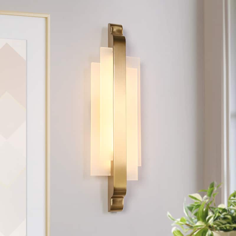 Modern 1-Light LED Gold Geometric Wall Sconce for Porch Hallway Outdoor Corridor - W6.3"*D3.1"*H23.6"