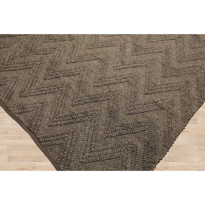 9x12 Tibetano Hand Knotted Flatweave Wool Tone on Tone Mocha Contemporary Rug - 9' x 12'