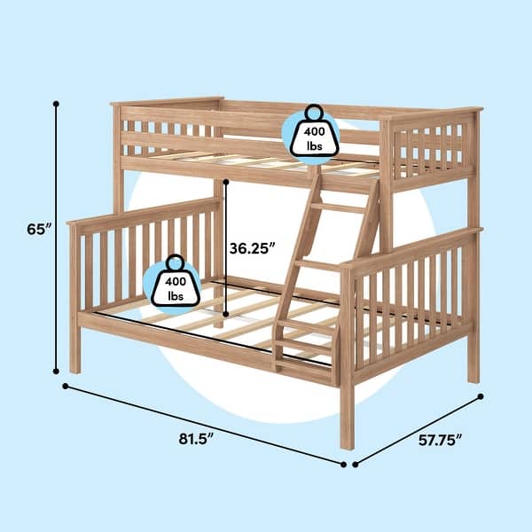 dimension image slide 4 of 6, Max and Lily Twin over Full Bunk Bed