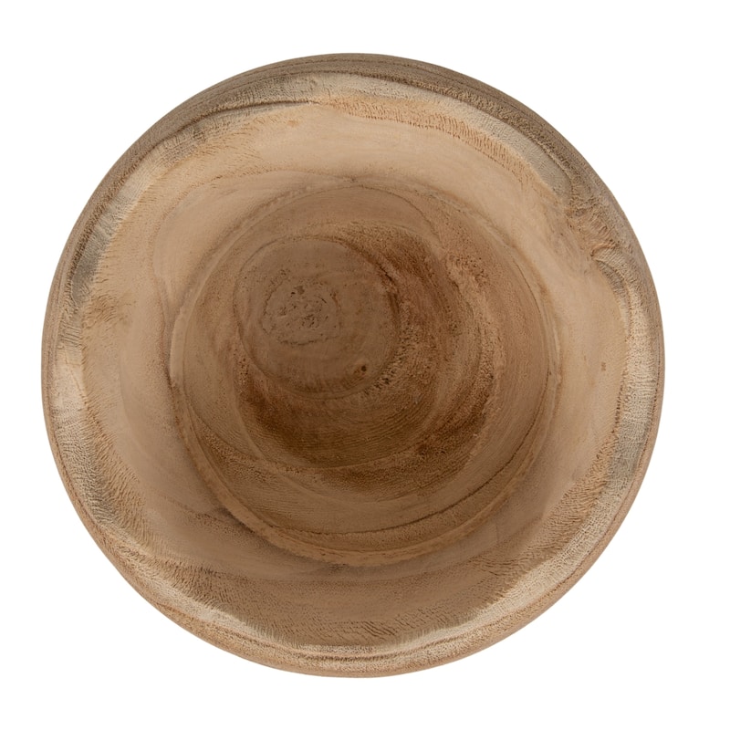 Scalloped Edge Paulownia Wood Decorative Bowl - 9.85"L x 9.85"W x 5.91"H