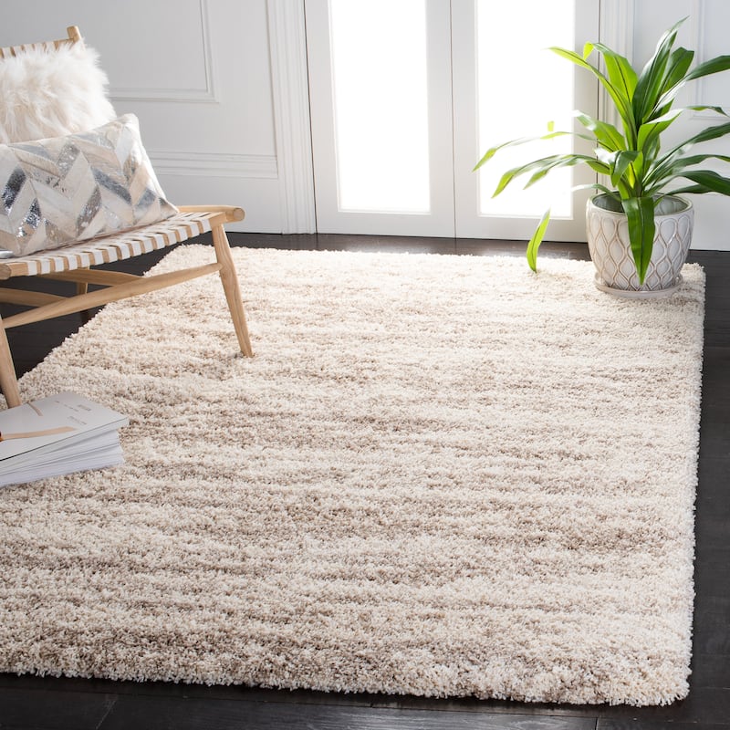 SAFAVIEH Hudson Shag Lulzime Modern Abstract 2-inch Thick Rug - 5'3" x 7'6" - Ivory/Beige - Rectangle