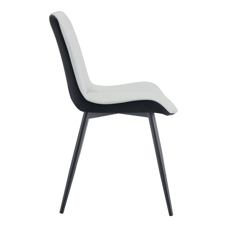 Dining Chair Set of 4 PU Extended Seating with Black Metal Legs