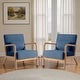 preview thumbnail 12 of 83, 2 Set Mid Century Modern Upholstered Accent Chair Linen - Dark Blue