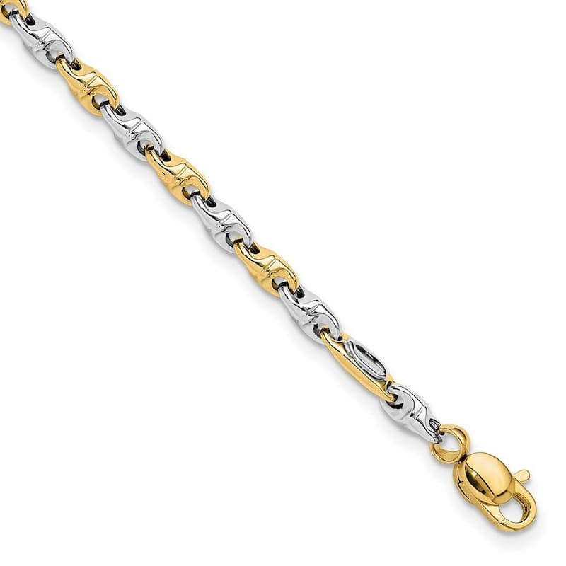 Curata 14k Two tone Gold Polished Fancy Link Bracelet 7.5 Inch