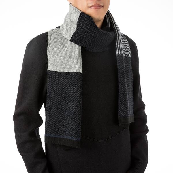 slide 1 of 12, Glitzhome 69"L Men's Black White and Grey Scarf