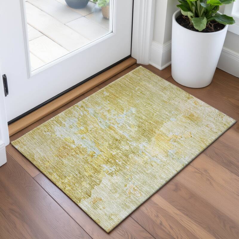 Premium Washable Super Soft Abstract Watercolor Mayfield Rug - Gold - 1'8" x 2'6"