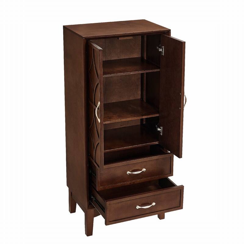 Mid Century Modern 53.5" Tall Kitchen Pantry Storage Cabinet with Doors and Drawers for Entryway Living Room Kitchen Garage