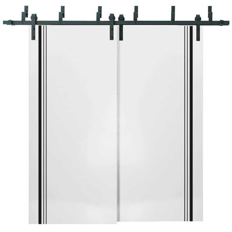 Sturdy Barn Door 36 x 80 Planum 0011 White Silk with 6.6FT - White - 60" x 80" ( 2* 30x80)