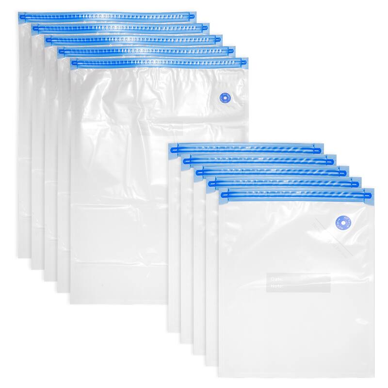 10pcs Sous Vide Bags Reusable Vacuum Food Sealer Bag 28cm x 22cm,34cm x 26cm - White