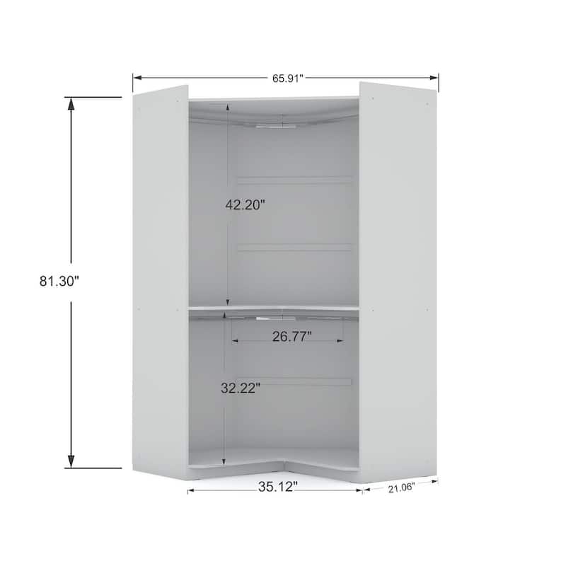 Mulberry Modern Open Corner Closet with 2 Hanging Rods