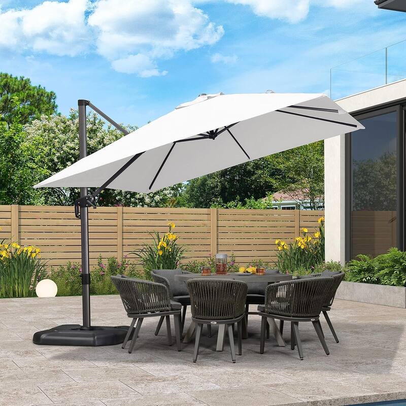 PURPLE LEAF 10 ft Square 360 Degree Rotation Patio Cantilever Umbrella