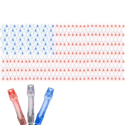 460 Light 4th of July USA LED Net Light Set, 4' X 6', Red/White/Blue, Clear Wire - Red/White/Blue