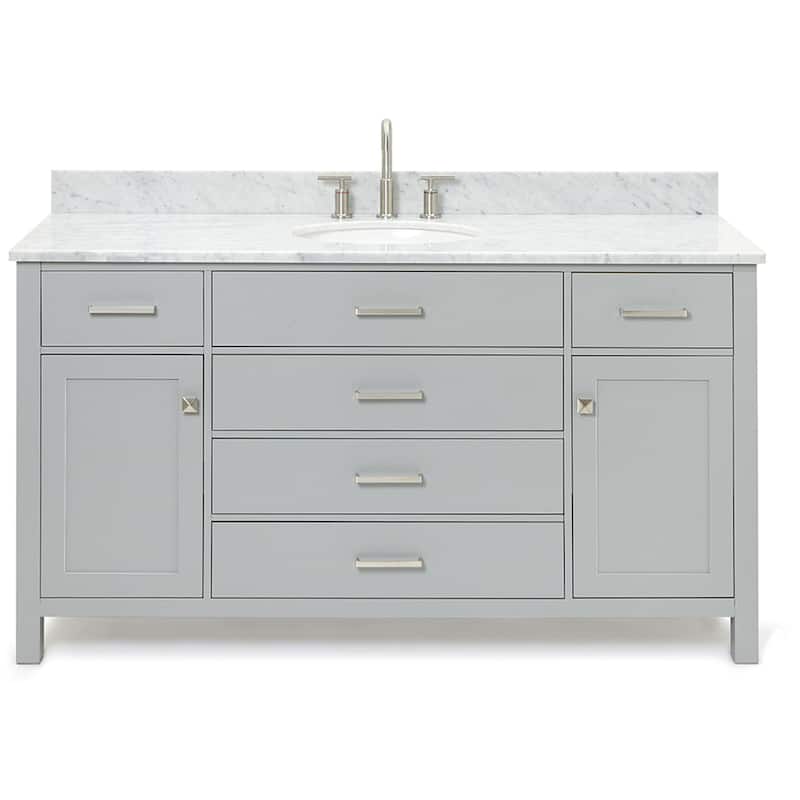 Ariel H061SCW2OVO Bristol 61" Free Standing Single Oval Basin Vanity - Grey - Ash Finish