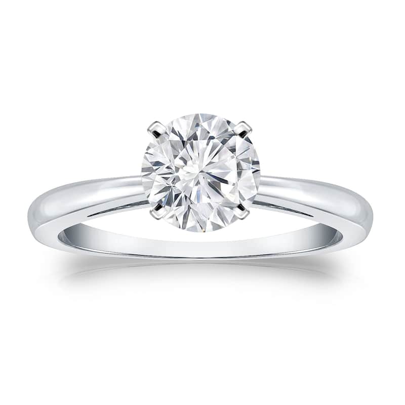 Auriya 14k Gold Brilliant Round 2 carat Moissanite Solitaire Engagement Ring - White - 6.5