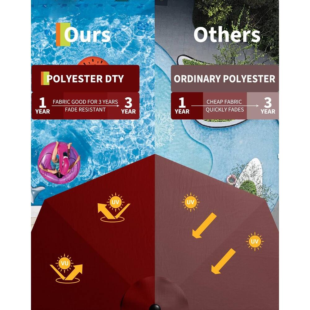 Coromose 10 Ft Patio Umbrella with Solar Lights, with 40 LED Lights