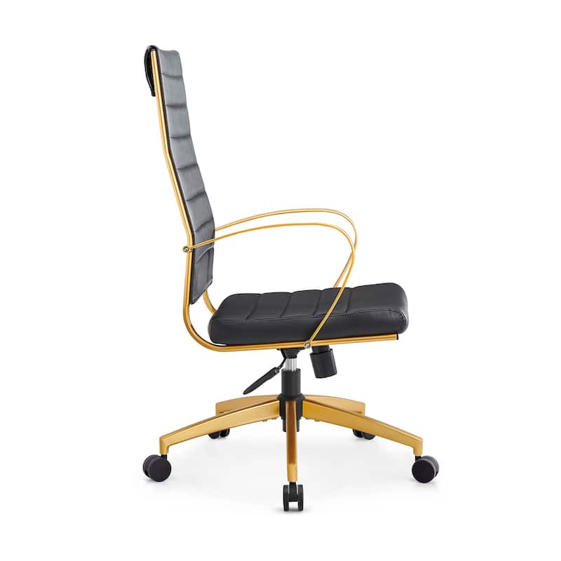 LUXMOD® Office Chair Faux Leather Silver Frame Adjustable and Swivel