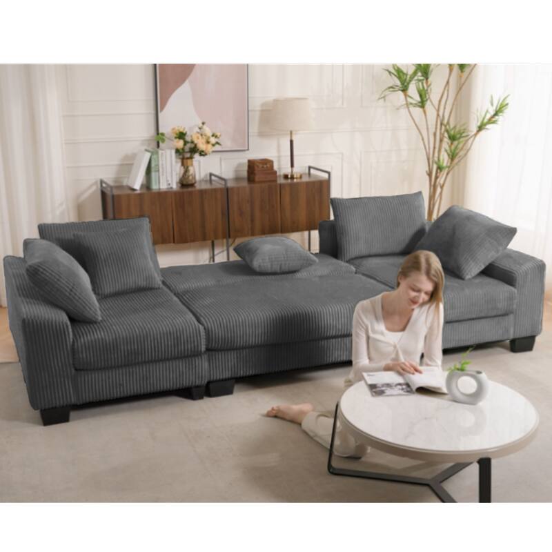 114" Sleeper Sofa U Shaped Sofa - Dark Gray