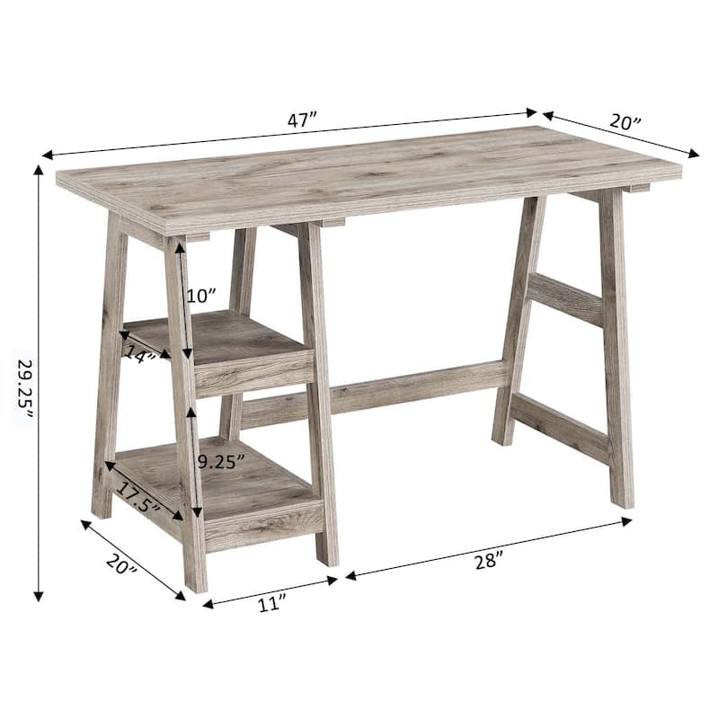 Convenience Concepts Designs2Go Trestle Desk with Shelves
