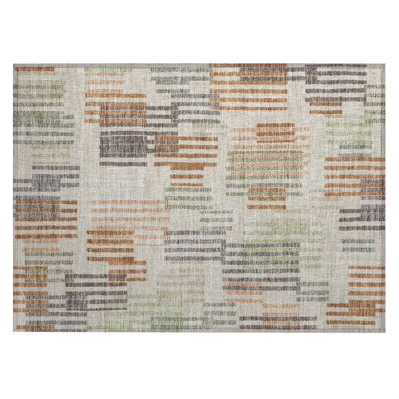 Machine Washable Indoor/ Outdoor Modern Pines Chantille Rug