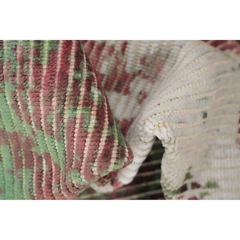 Hand Knotted Oriental Viscose Silk Carpet Modern All-Over Multi-Colored Abstract Area Rug - 3' 10'' X 2' 0''
