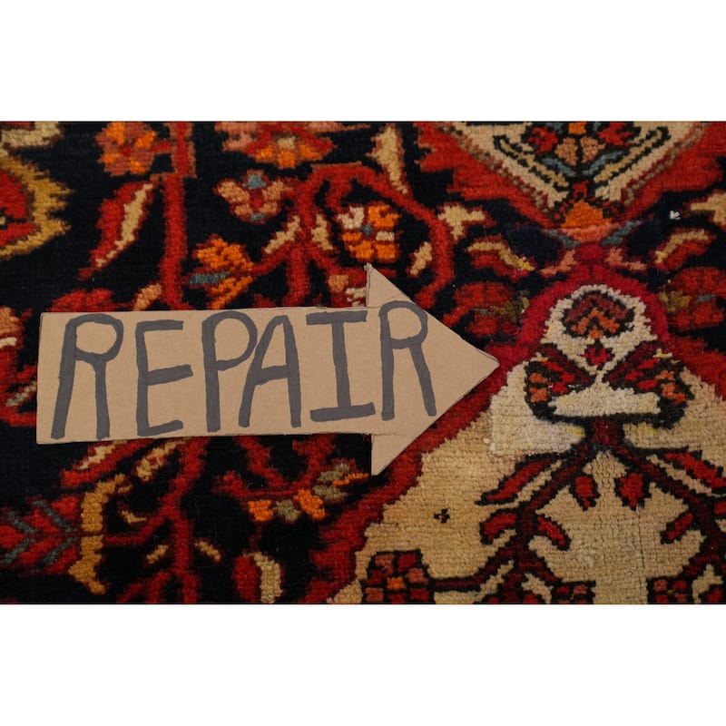 Hand Knotted Oriental 100% Wool Carpet Traditional Floral Navy Blue & Blues Sarouk Area Rug - 6' 2'' X 4' 7''