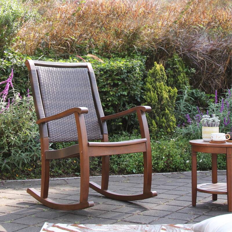 Cambridge Casual Clayton Mahogany/ PE Wicker Porch Rocking Chair