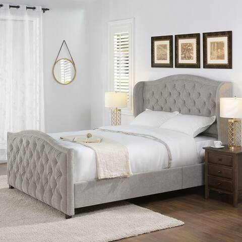 Marcella Transitional Tufted Wingback Panel Bed
