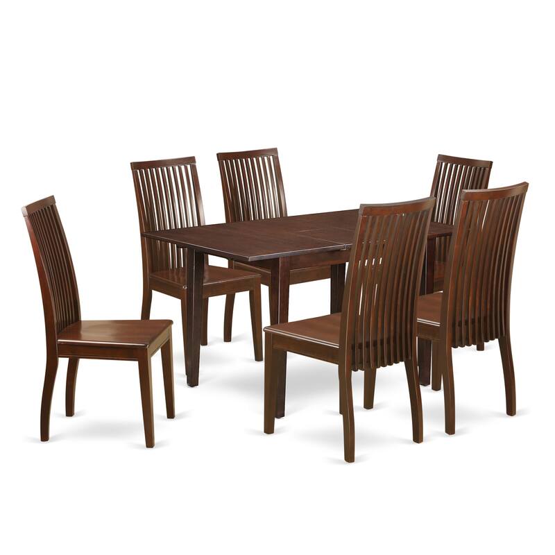 East West Furniture Dinette Set- a Rectangle Dining Room Table and Dining Chairs, Mahogany (Pieces Option) - PSIP7-MAH-W