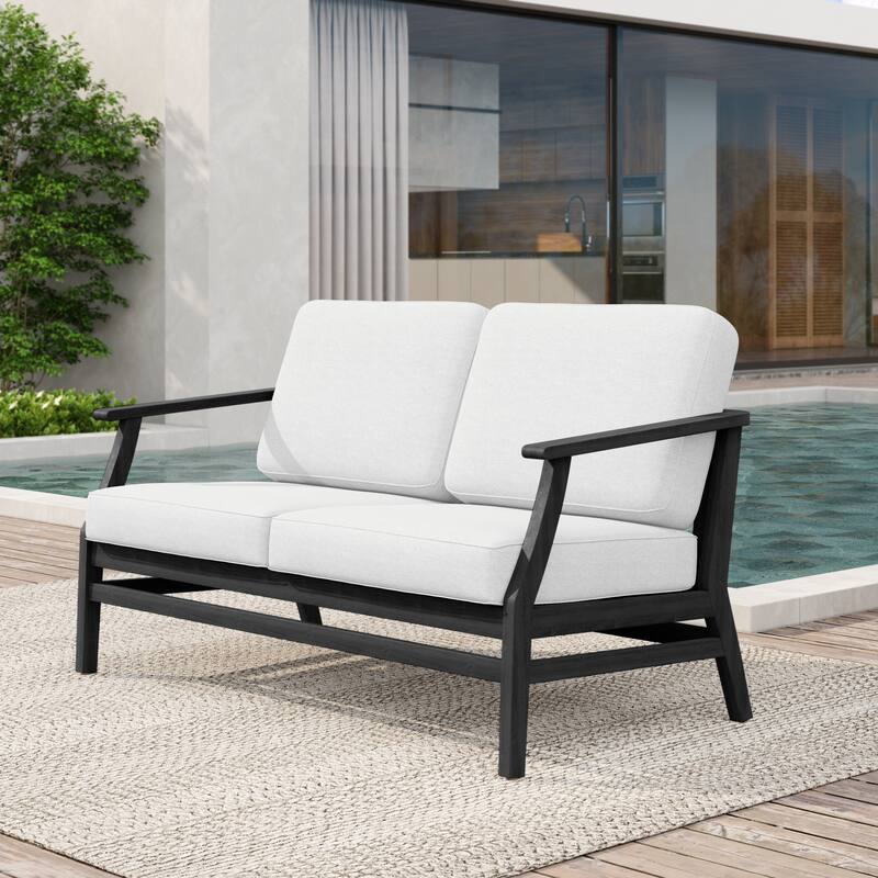 Patio Teak Wood Outdoor Loveseat Sofa with Cushions