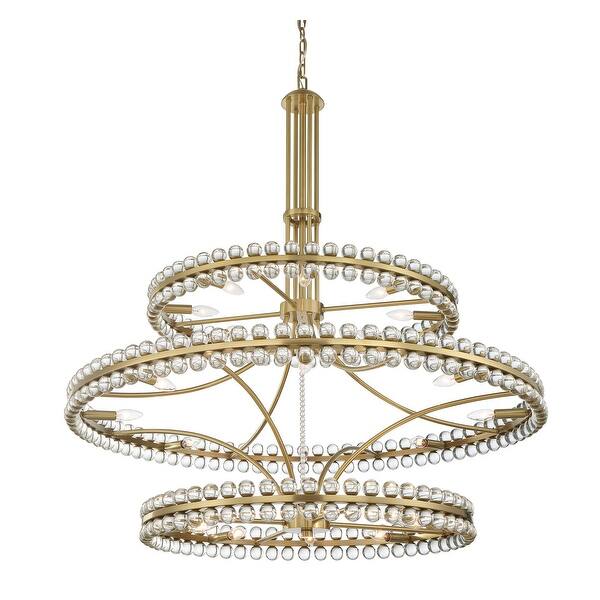 slide 2 of 11, Crystorama Lighting Group CLO-8000 Clover 24 Light 48" Wide Ring Aged Brass