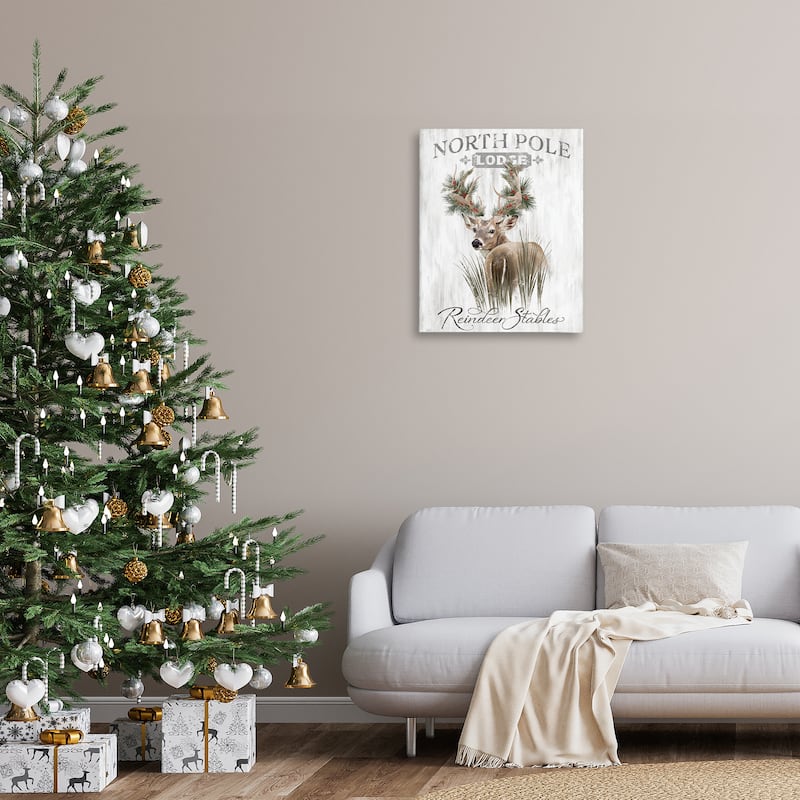 Stupell Festive Winter Reindeer Lodge Canvas Wall Art Design By Cat Thurman Designs