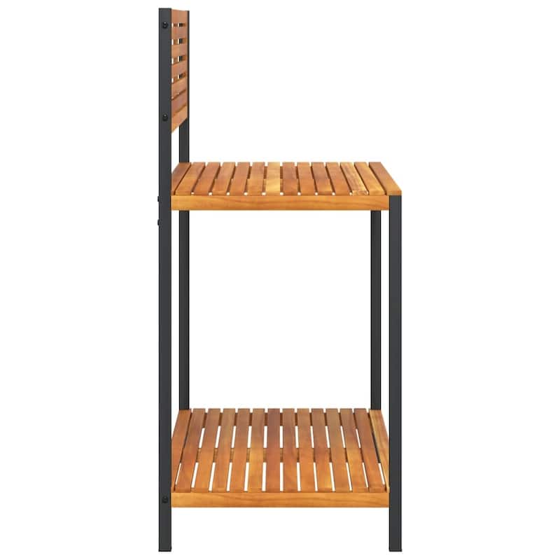 vidaXL Work Table Natural Wood and Black - 19.7 x 35.4 x 43.3