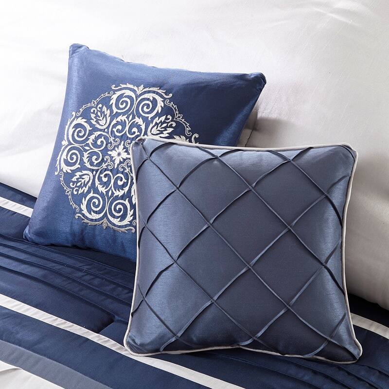 GDF Studio - 7-Piece Faux Silk Comforter Set with Decorative Pillows