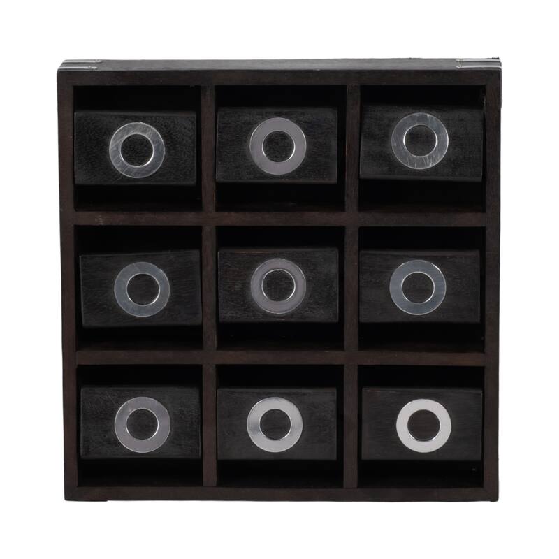 Sagebrook Home Wood, 10X10 Revolving Tic Tac Toe, Square, 2"H, Solid Color - 10" x 10" x 2"