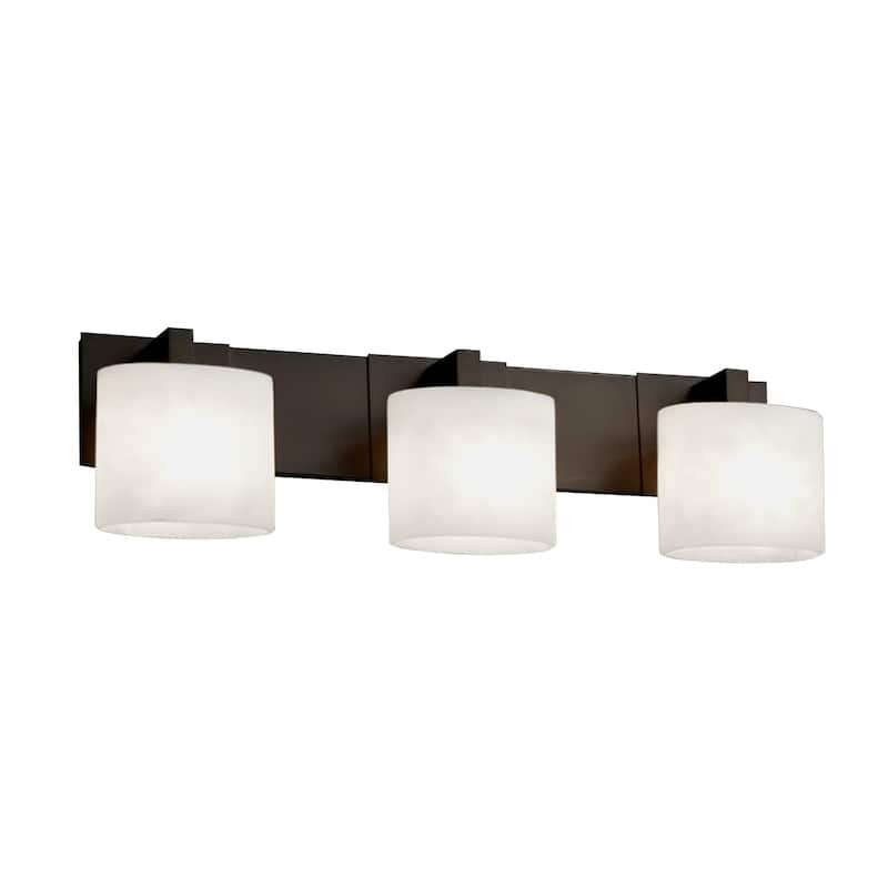 Justice Design Fusion Modular 3-light Dark Bronze Bath Bar, Opal Oval Shade - Dark Bronze, Opal