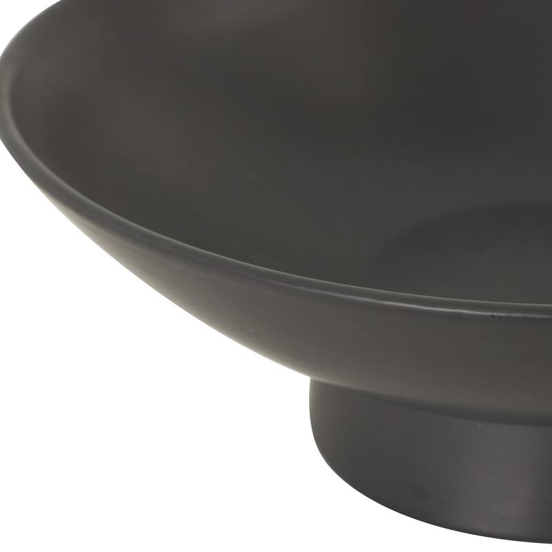 Ceramic Wide Decorative Bowl with Elevated Base - Black or White - Roche River Decor