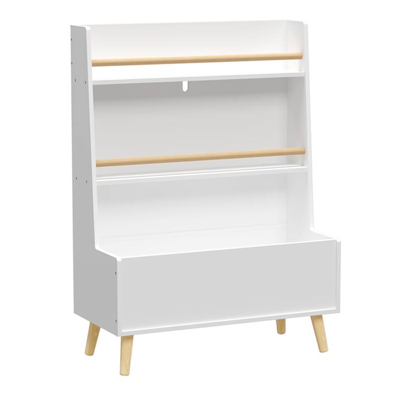 Simple Kids Bookshelf, Multiple Compartments Storage Display Rack, Baby Book Shelf And Toy Organizer - White B